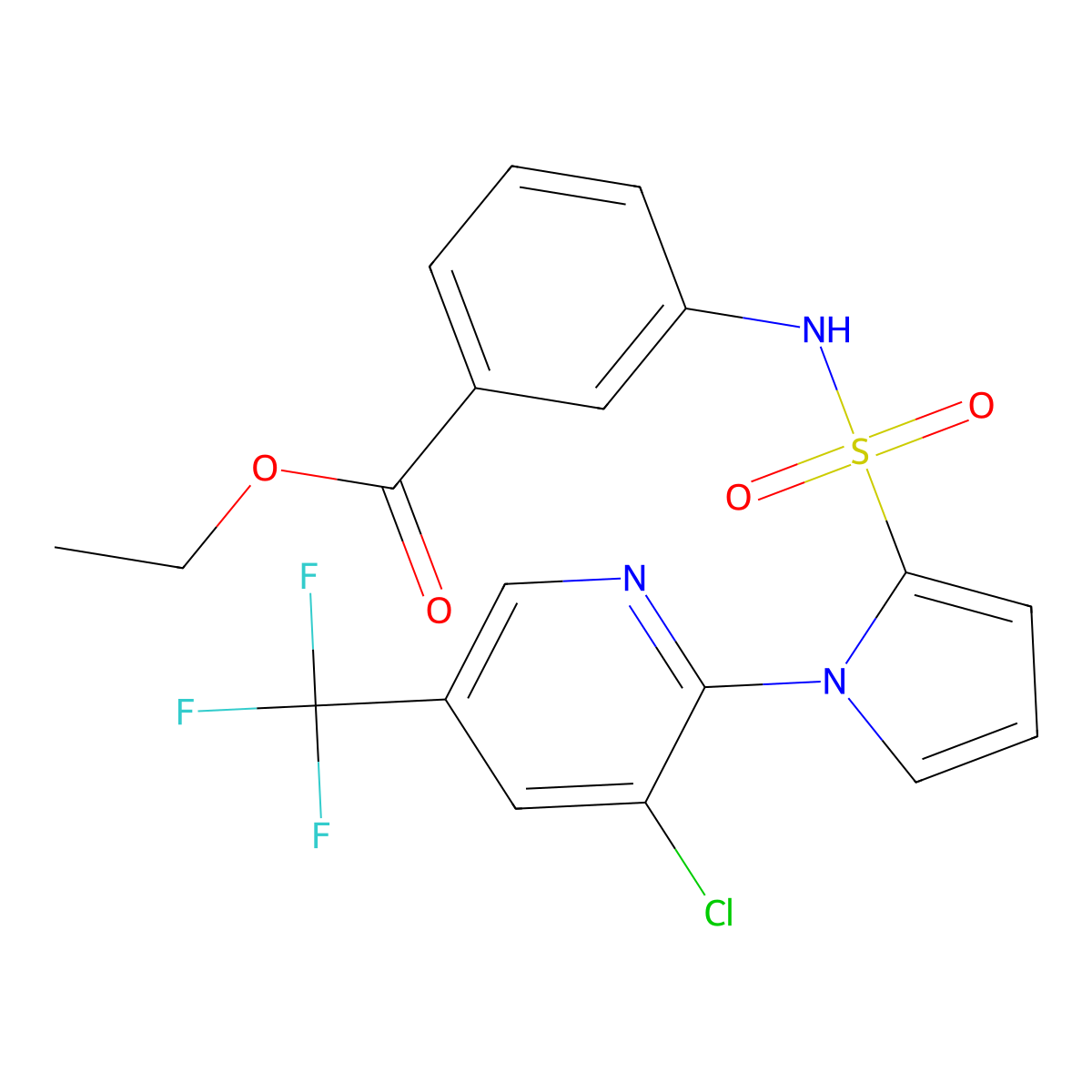 ethyl 3-[({1-[3-chloro-5-(trifluoromethyl)-2-pyridinyl]-1H-pyrrol-2-yl}sulfonyl)amino]benzenecarboxylate molecular structure, CAS 338407-13-9