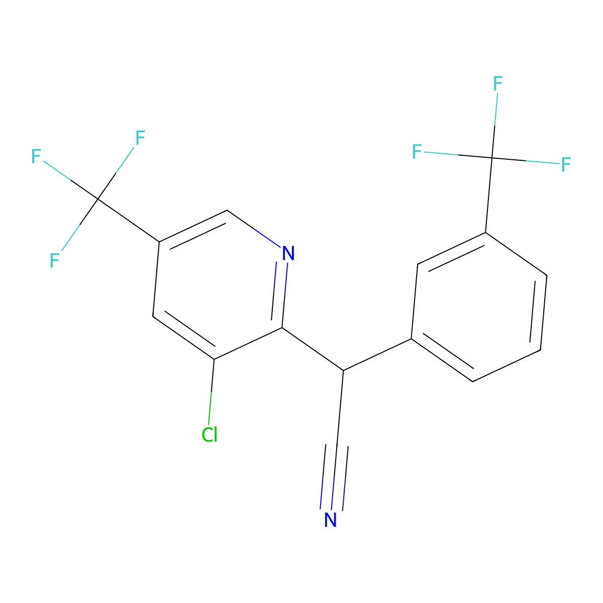 2-[3-Chloro-5-(trifluoromethyl)-2-pyridinyl]-2-[3-(trifluoromethyl)phenyl]acetonitrile molecular structure, CAS 338407-22-0