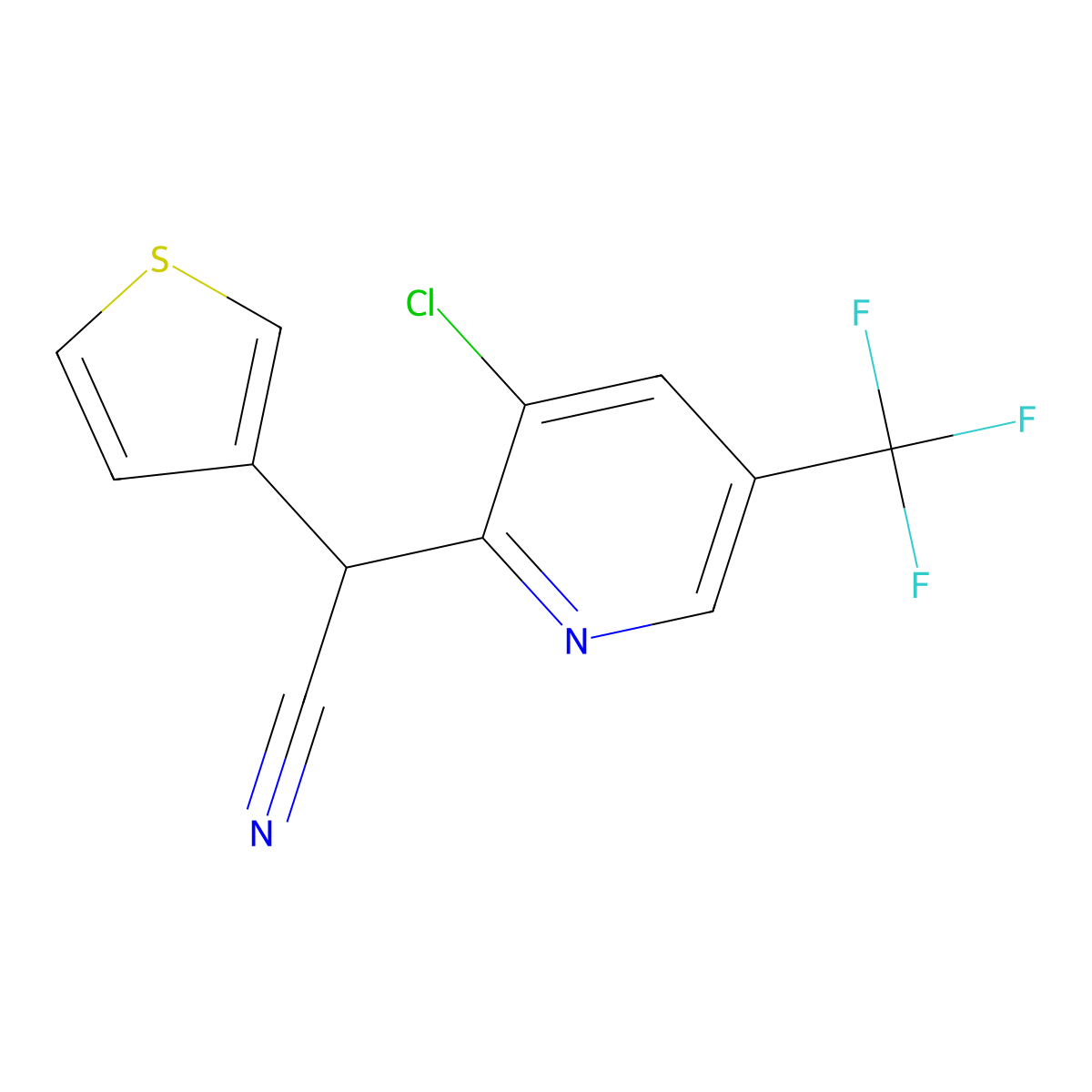 2-[3-Chloro-5-(trifluoromethyl)-2-pyridinyl]-2-(3-thienyl)acetonitrile molecular structure, CAS 338407-26-4