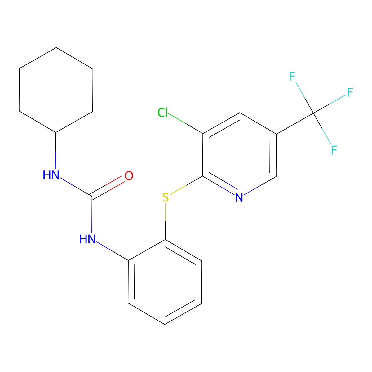 N-(2-{[3-chloro-5-(trifluoromethyl)-2-pyridinyl]sulfanyl}phenyl)-N'-cyclohexylurea molecular structure, CAS 338407-29-7