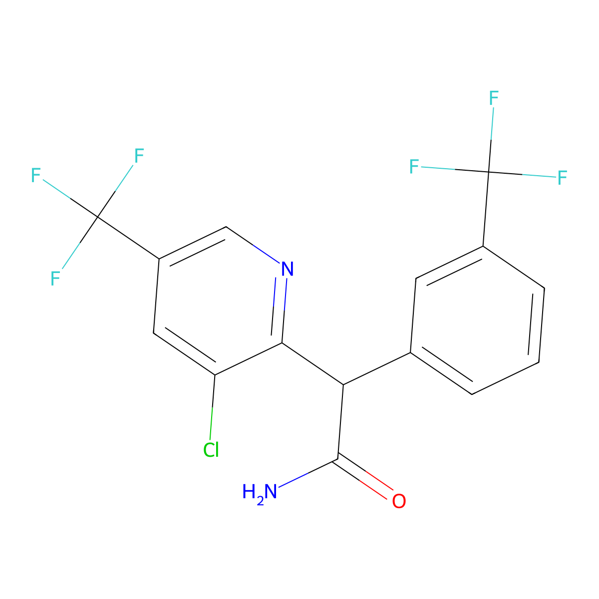2-[3-Chloro-5-(trifluoromethyl)pyridin-2-yl]-2-[3-(trifluoromethyl)phenyl]acetamide molecular structure, CAS 338407-32-2