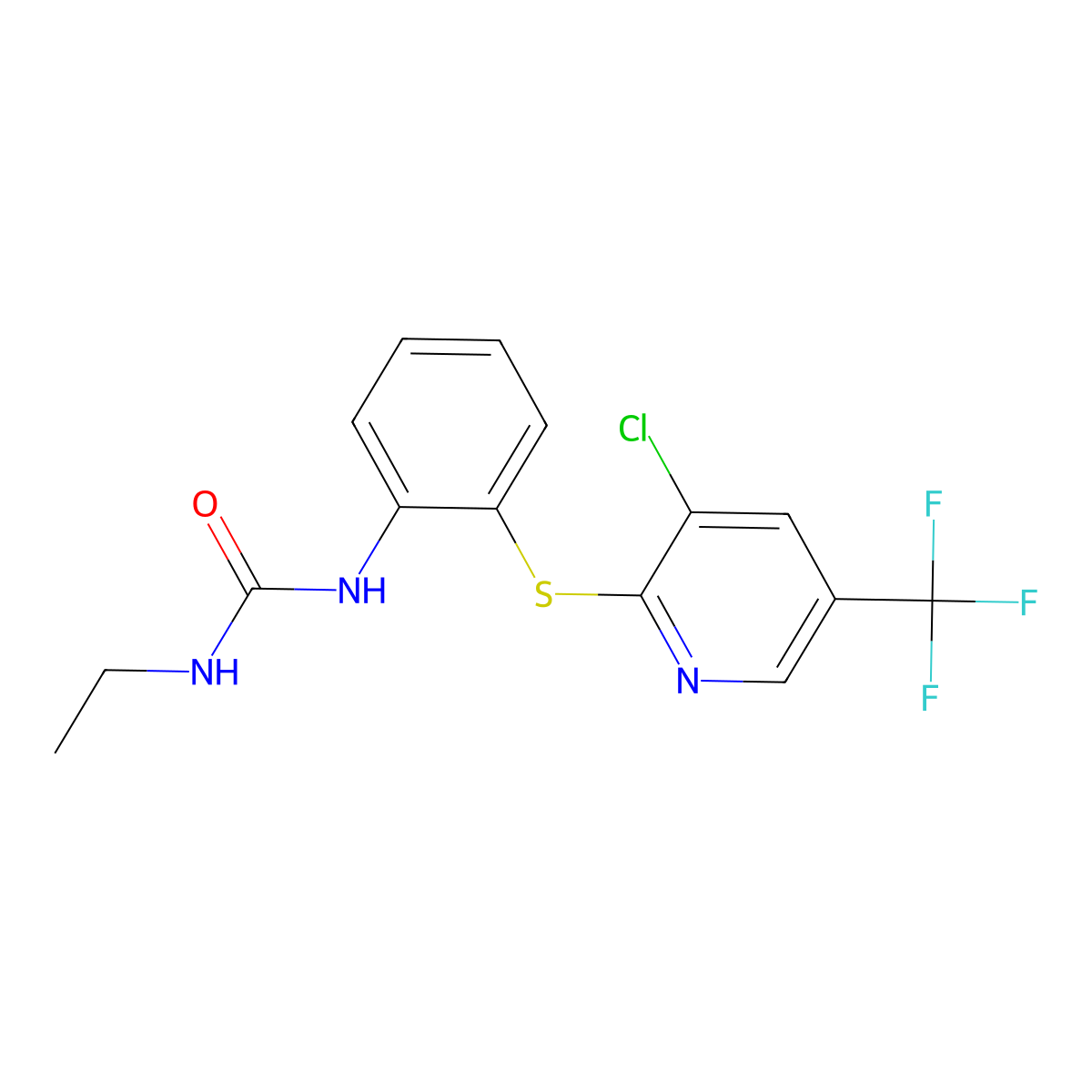 N-(2-((3-Chloro-5-(trifluoromethyl)-2-pyridinyl)sulfanyl)phenyl)-N'-ethylurea molecular structure, CAS 338407-35-5