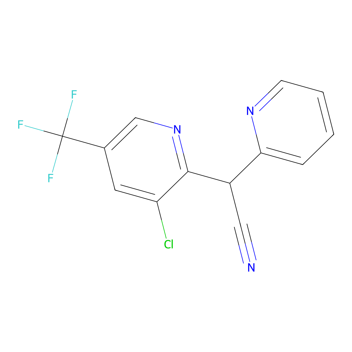 2-[3-Chloro-5-(trifluoromethyl)-2-pyridinyl]-2-(2-pyridinyl)acetonitrile molecular structure, CAS 338407-36-6