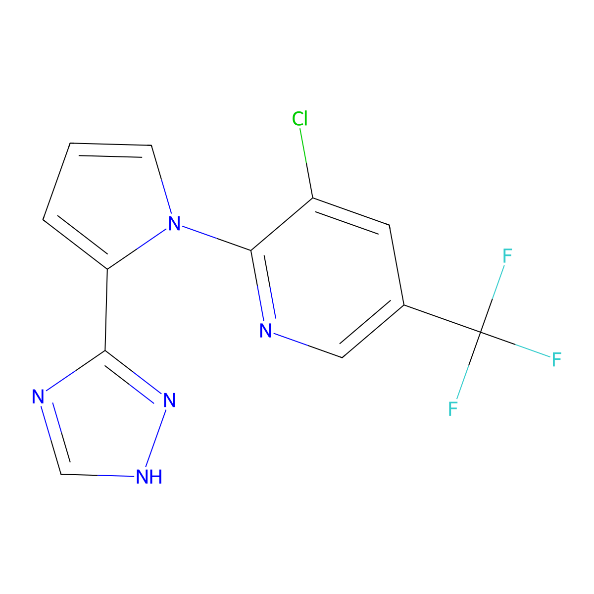 3-chloro-2-[2-(1H-1,2,4-triazol-3-yl)-1H-pyrrol-1-yl]-5-(trifluoromethyl)pyridine molecular structure, CAS 338407-41-3