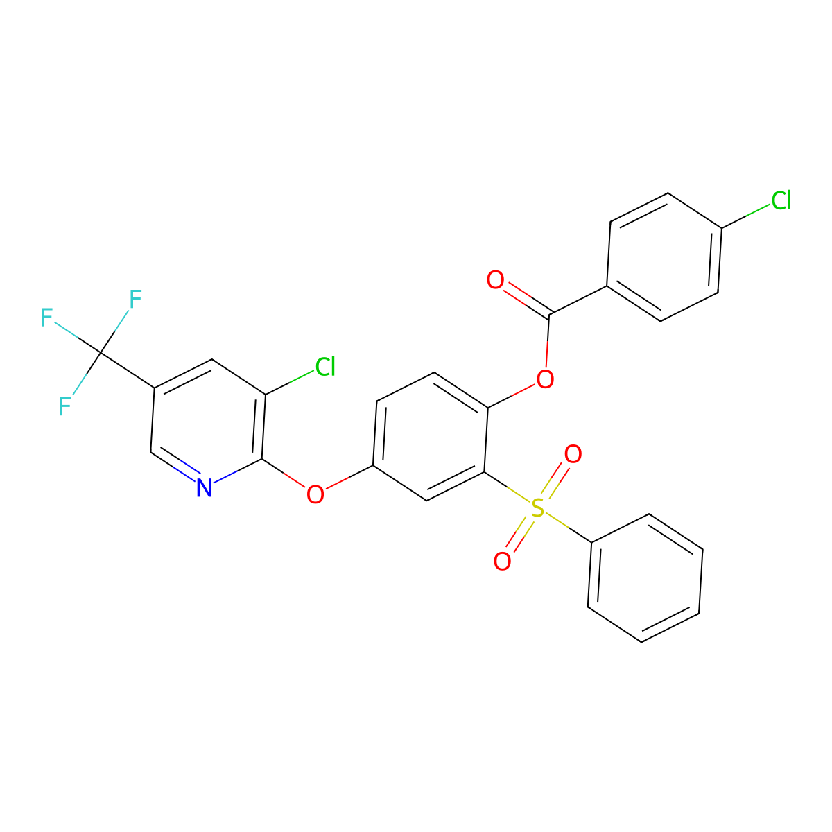 [2-(Benzenesulfonyl)-4-[3-chloro-5-(trifluoromethyl)pyridin-2-yl]oxyphenyl] 4-chlorobenzoate molecular structure, CAS 338407-45-7