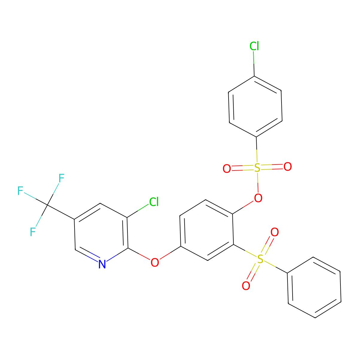 4-{[3-Chloro-5-(trifluoromethyl)-2-pyridinyl]oxy}-2-(phenylsulfonyl)phenyl 4-chlorobenzenesulfonate molecular structure, CAS 338407-47-9