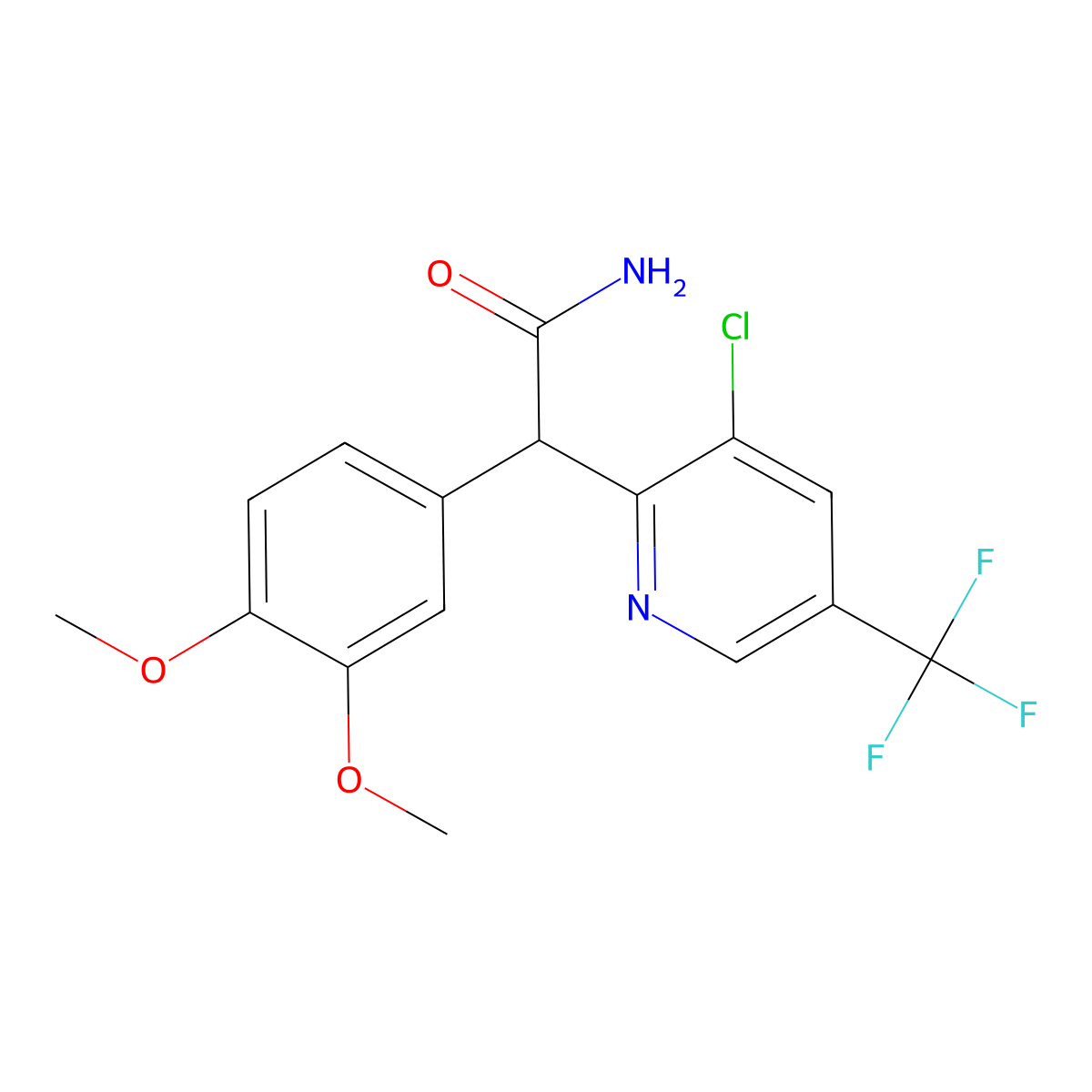 2-[3-Chloro-5-(trifluoromethyl)pyridin-2-yl]-2-(3,4-dimethoxyphenyl)acetamide molecular structure, CAS 338407-50-4