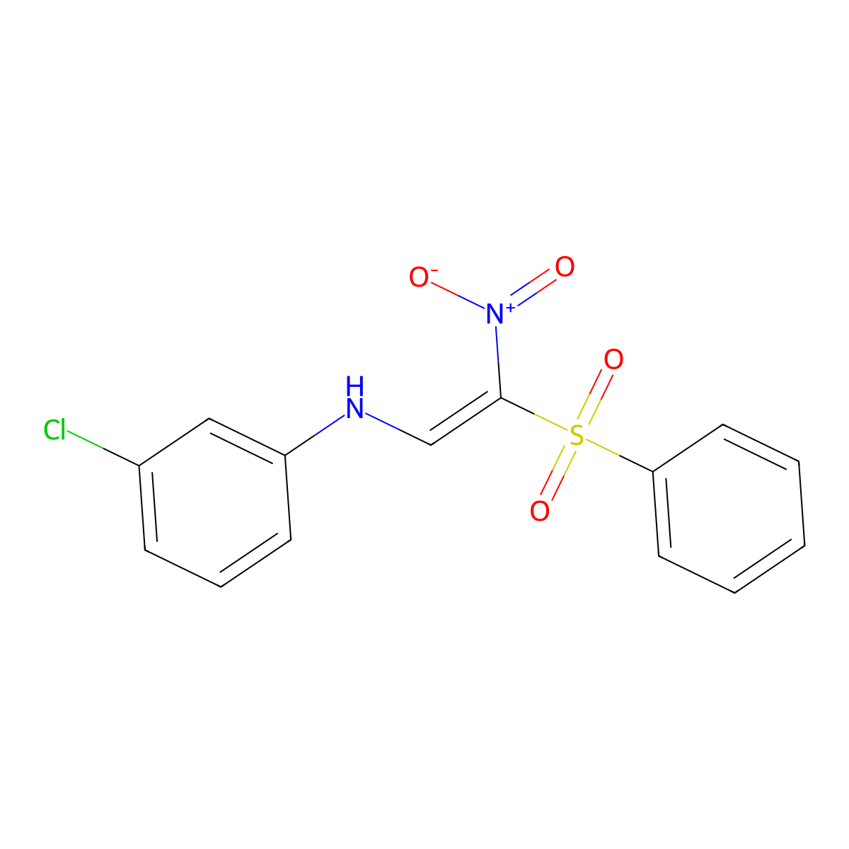 N-[(E)-2-(benzenesulfonyl)-2-nitroethenyl]-3-chloroaniline molecular structure, CAS 338407-51-5