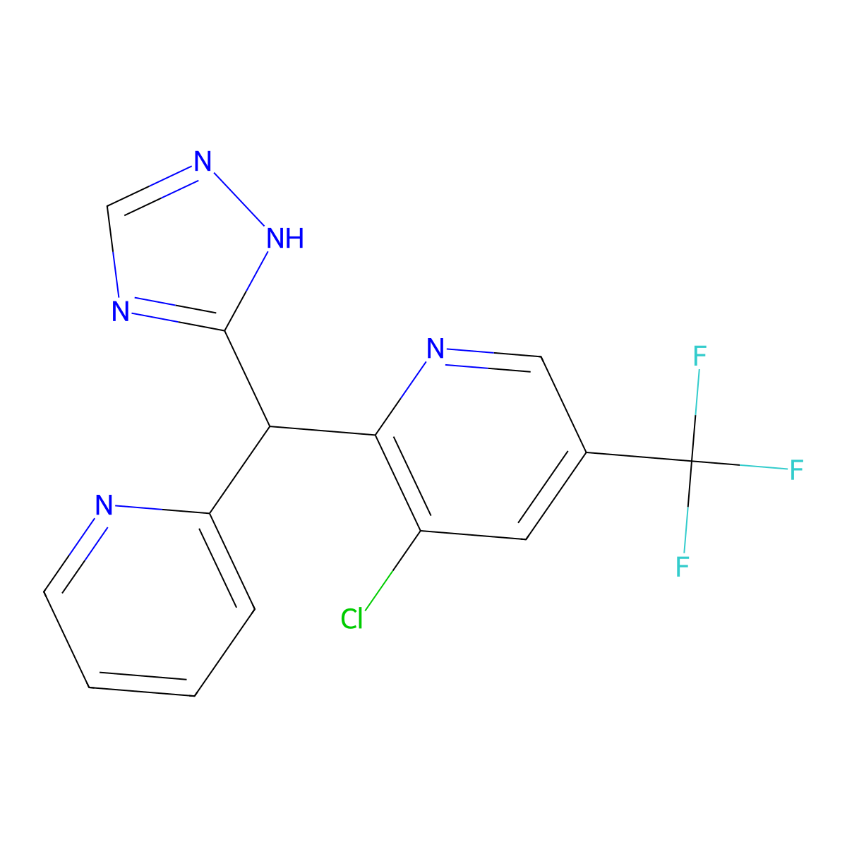 3-Chloro-2-(2-pyridinyl(1H-1,2,4-triazol-3-yl)methyl)-5-(trifluoromethyl)pyridine molecular structure, CAS 338407-55-9