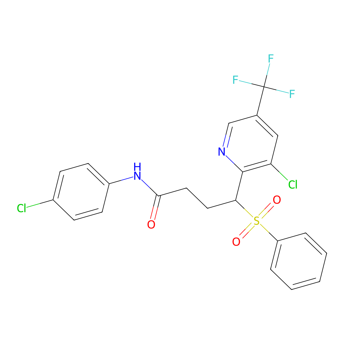 N-(4-chlorophenyl)-4-[3-chloro-5-(trifluoromethyl)-2-pyridinyl]-4-(phenylsulfonyl)butanamide molecular structure, CAS 338407-60-6