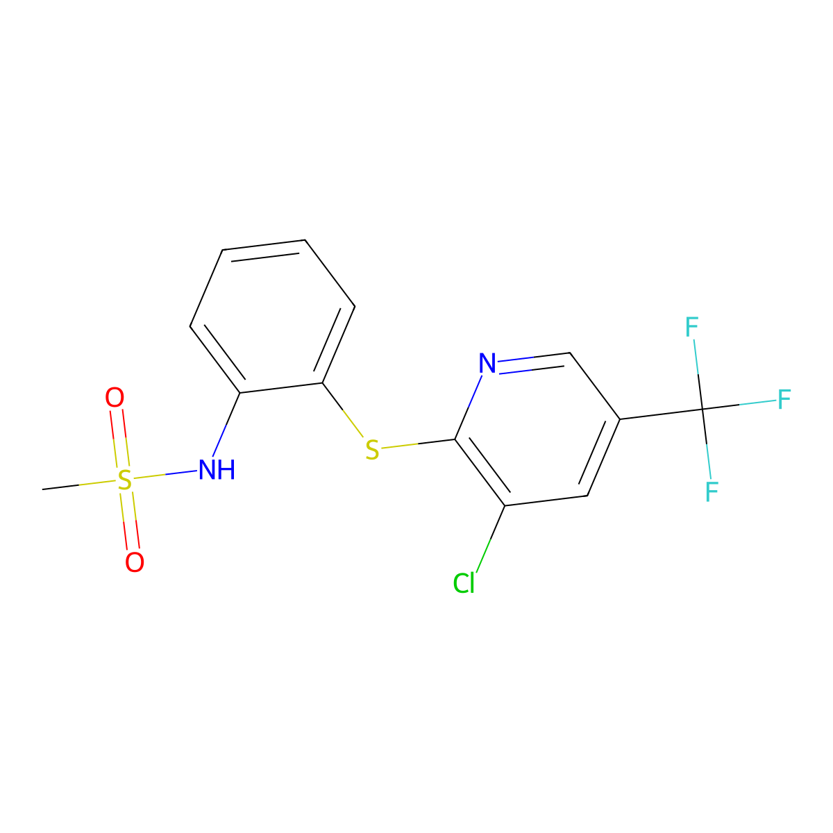 N-(2-{[3-chloro-5-(trifluoromethyl)-2-pyridinyl]sulfanyl}phenyl)methanesulfonamide molecular structure, CAS 338407-66-2