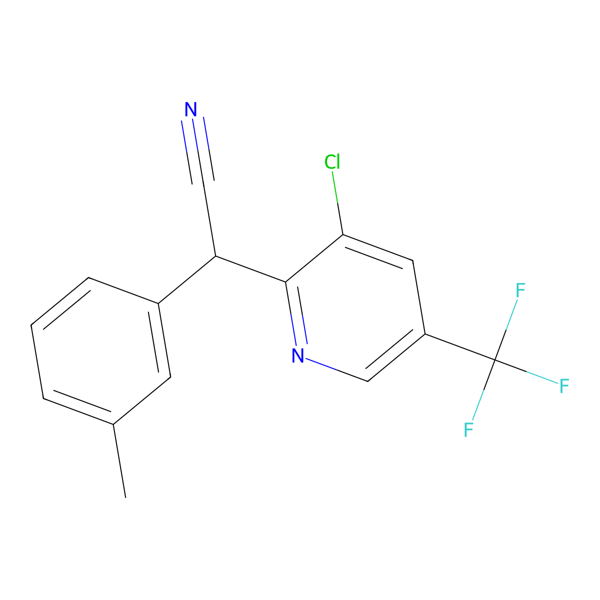 2-[3-Chloro-5-(trifluoromethyl)-2-pyridinyl]-2-(3-methylphenyl)acetonitrile molecular structure, CAS 338407-69-5
