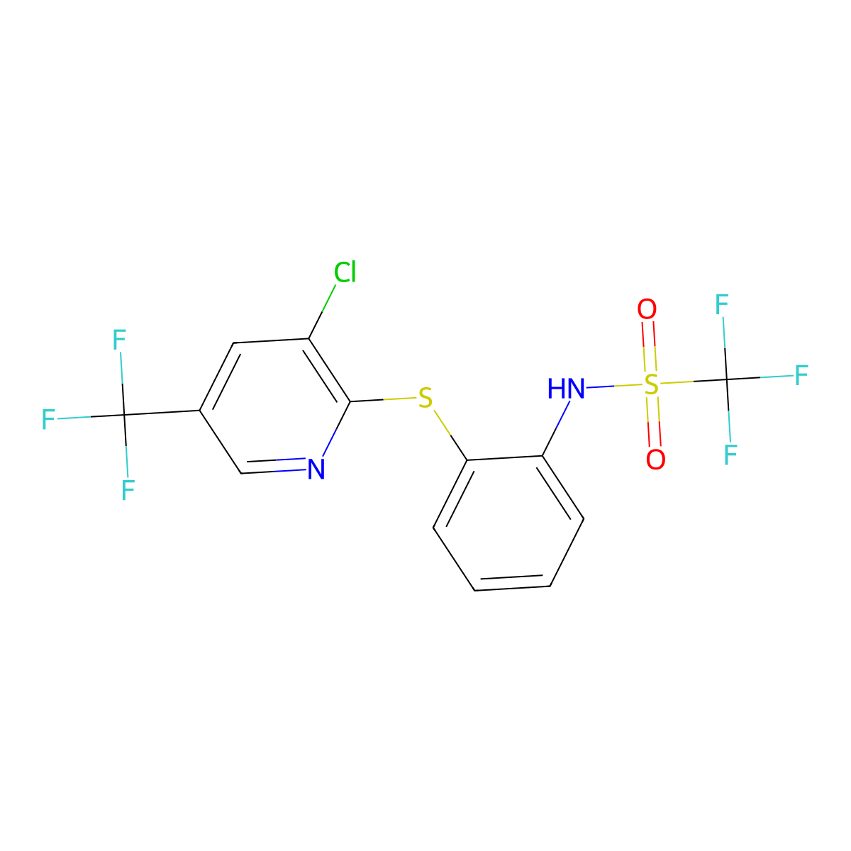 N-(2-{[3-chloro-5-(trifluoromethyl)-2-pyridinyl]sulfanyl}phenyl)(trifluoro)methanesulfonamide molecular structure, CAS 338407-75-3