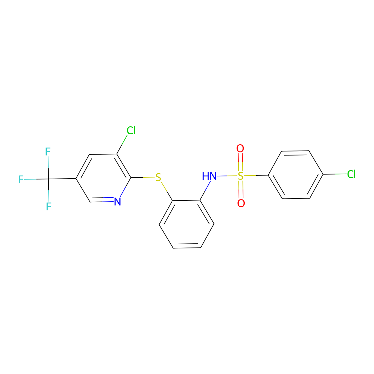 4-chloro-N-[2-[3-chloro-5-(trifluoromethyl)pyridin-2-yl]sulfanylphenyl]benzenesulfonamide molecular structure, CAS 338407-77-5