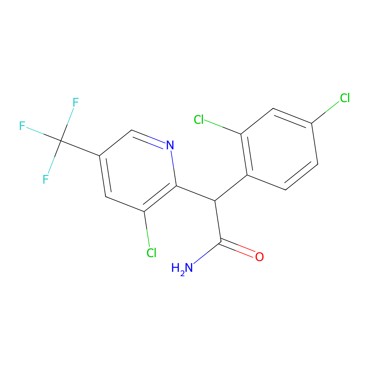 2-[3-Chloro-5-(trifluoromethyl)pyridin-2-yl]-2-(2,4-dichlorophenyl)acetamide molecular structure, CAS 338407-80-0