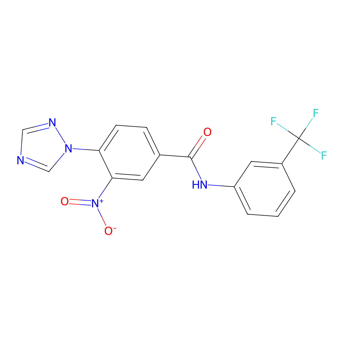 3-nitro-4-(1H-1,2,4-triazol-1-yl)-N-[3-(trifluoromethyl)phenyl]benzenecarboxamide molecular structure, CAS 338407-82-2