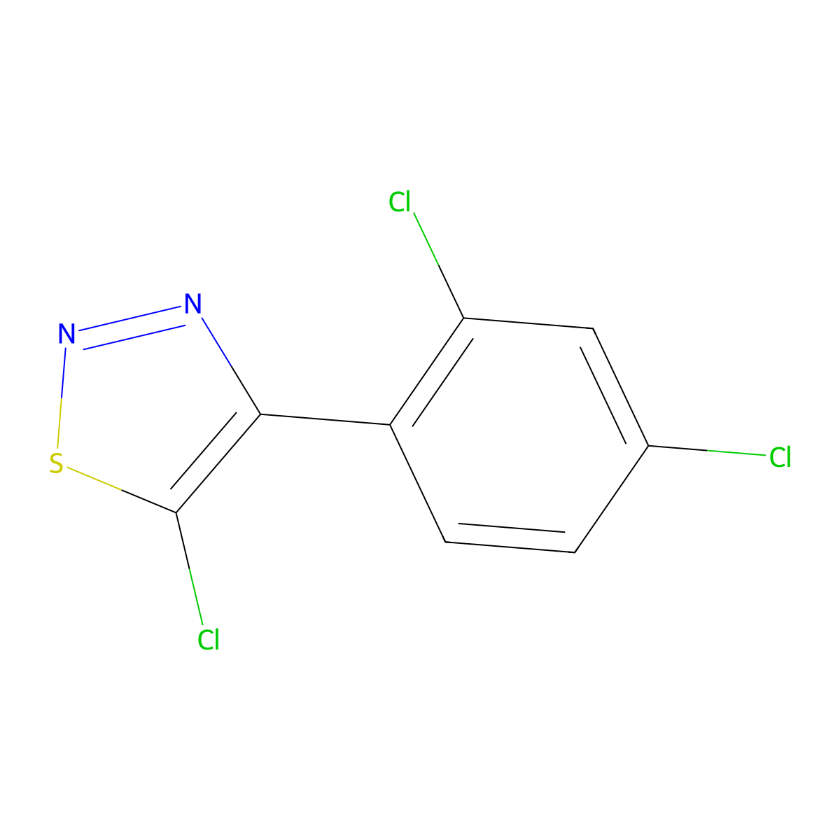 5-Chloro-4-(2,4-dichlorophenyl)-1,2,3-thiadiazole molecular structure, CAS 338407-85-5