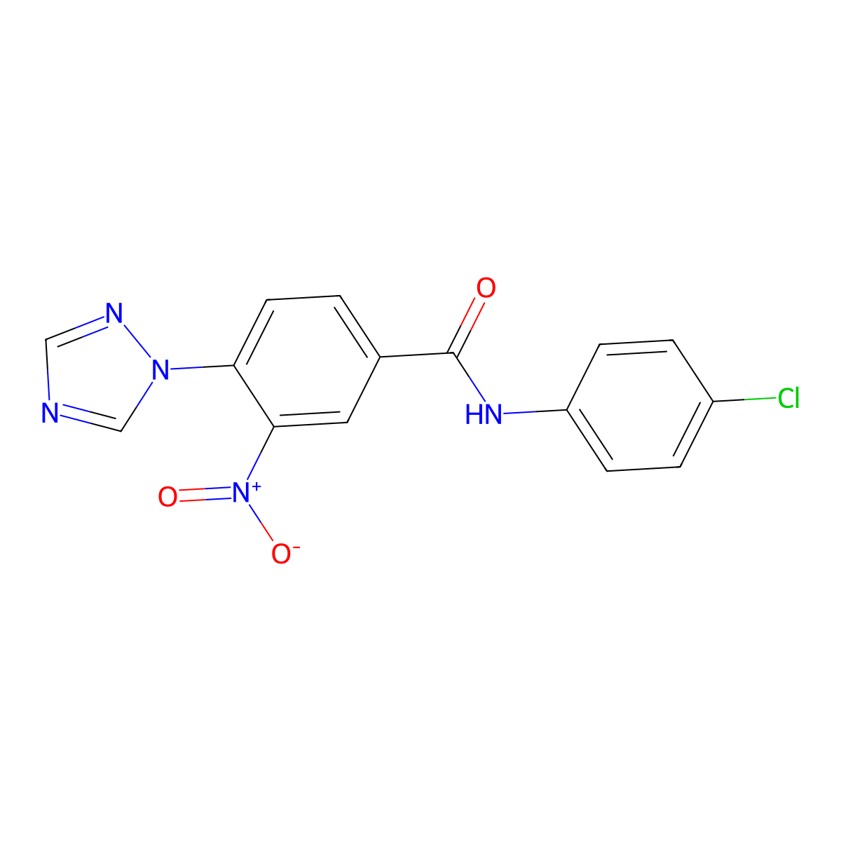 N-(4-chlorophenyl)-3-nitro-4-(1H-1,2,4-triazol-1-yl)benzenecarboxamide molecular structure, CAS 338407-86-6