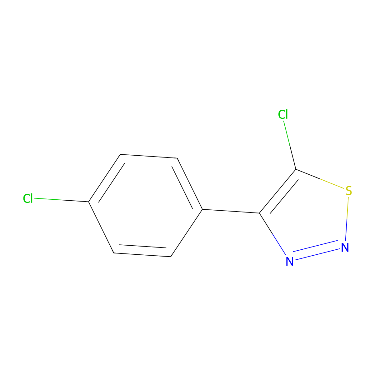 5-Chloro-4-(4-chlorophenyl)-1,2,3-thiadiazole molecular structure, CAS 338407-87-7