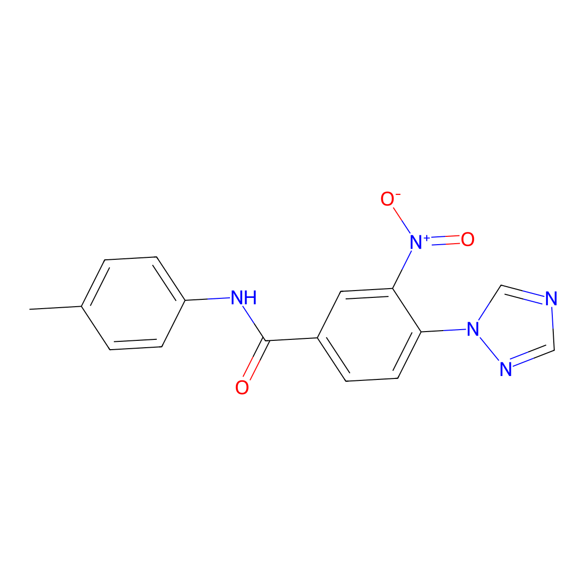 N-(4-methylphenyl)-3-nitro-4-(1H-1,2,4-triazol-1-yl)benzenecarboxamide molecular structure, CAS 338407-90-2