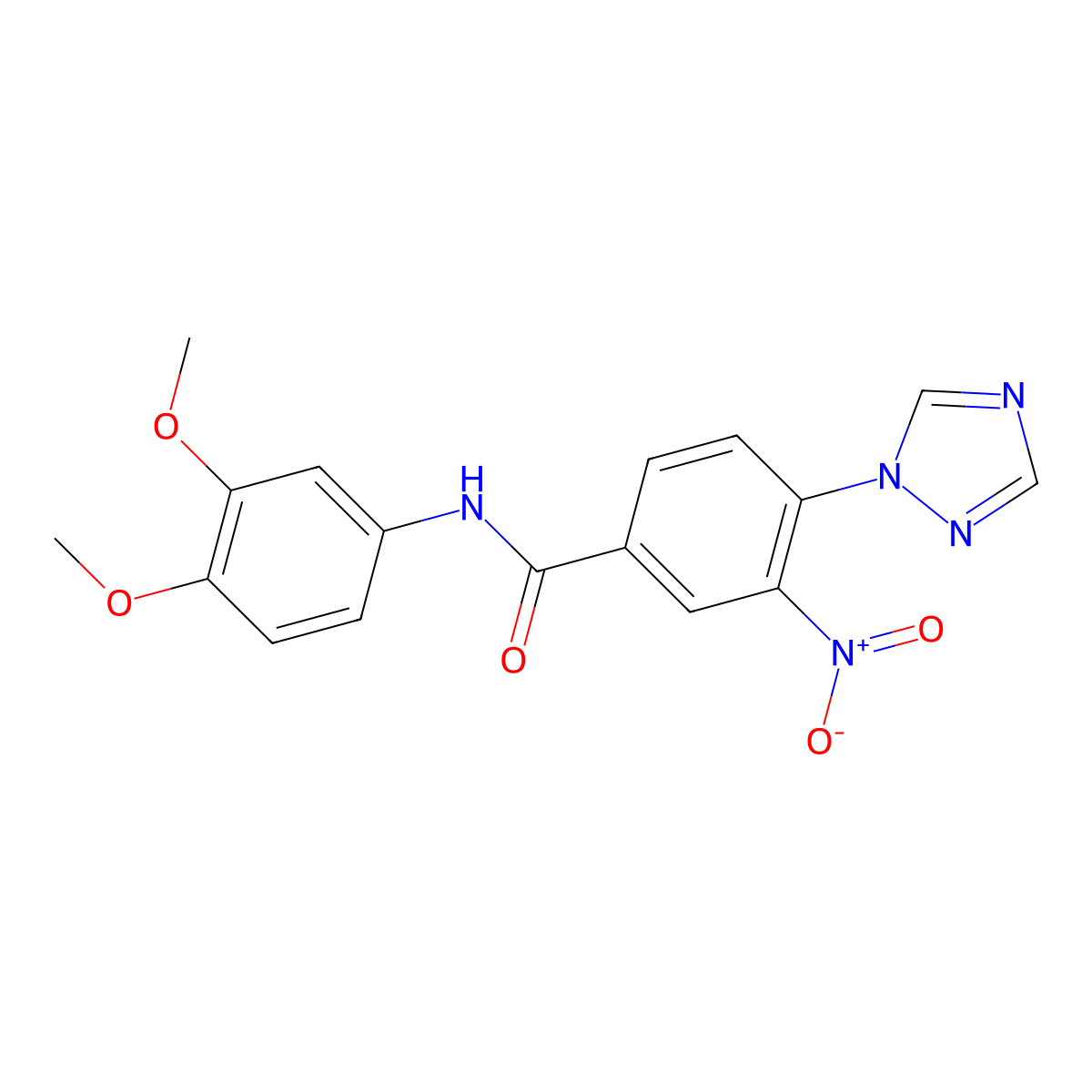 N-(3,4-dimethoxyphenyl)-3-nitro-4-(1H-1,2,4-triazol-1-yl)benzamide molecular structure, CAS 338407-92-4