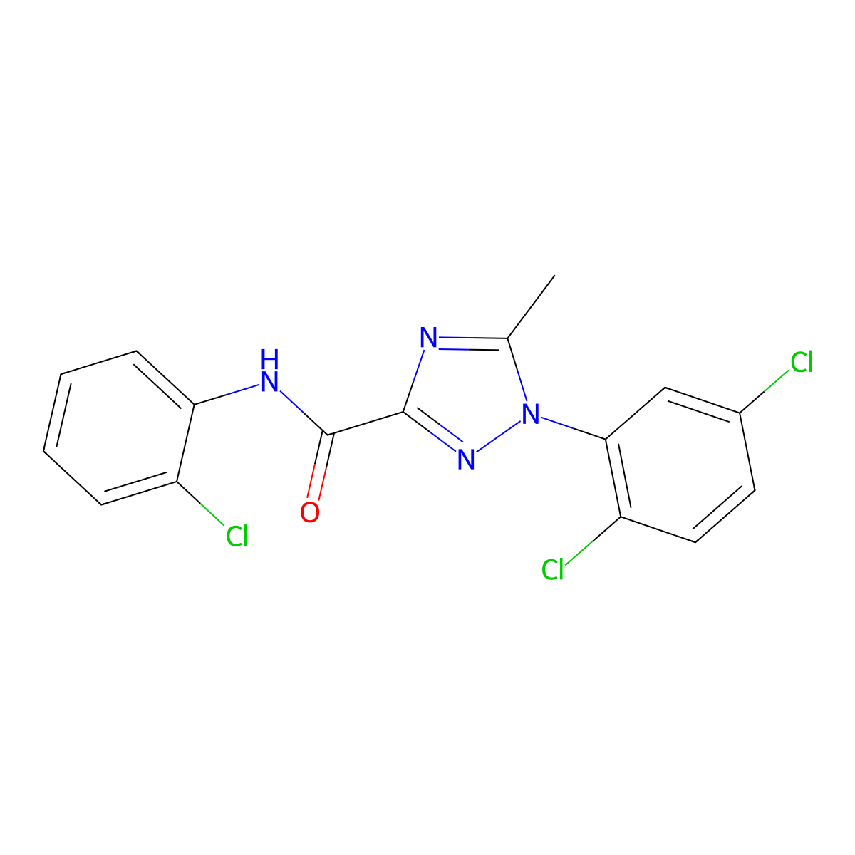 N-(2-chlorophenyl)-1-(2,5-dichlorophenyl)-5-methyl-1H-1,2,4-triazole-3-carboxamide molecular structure, CAS 338407-95-7