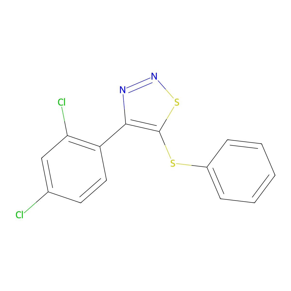 4-(2,4-Dichlorophenyl)-5-(phenylsulfanyl)-1,2,3-thiadiazole molecular structure, CAS 338407-97-9