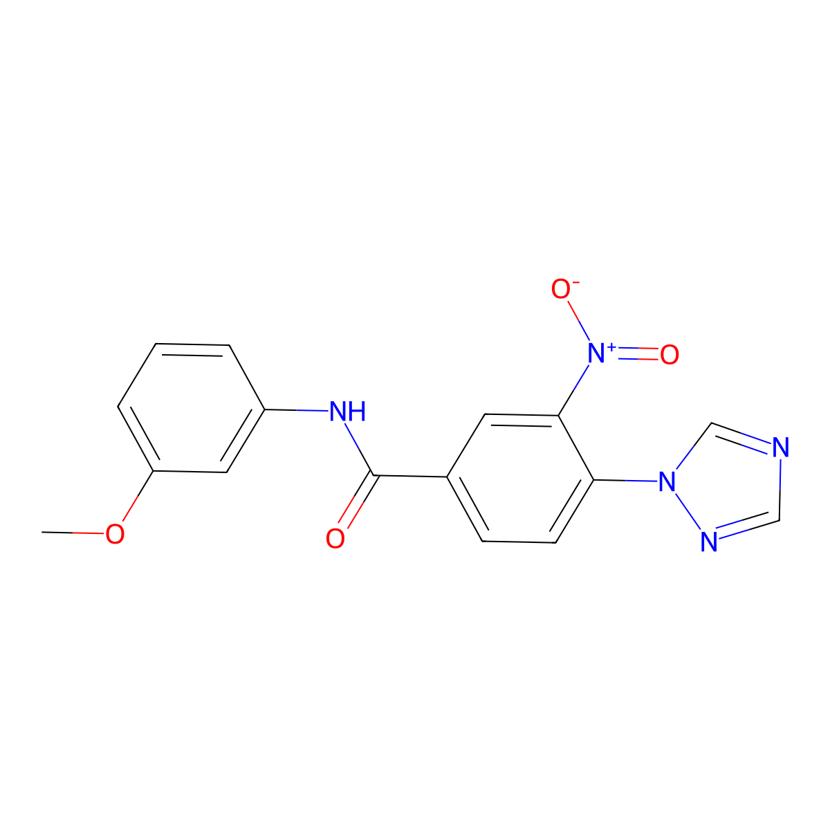 N-(3-methoxyphenyl)-3-nitro-4-(1H-1,2,4-triazol-1-yl)benzenecarboxamide molecular structure, CAS 338408-00-7