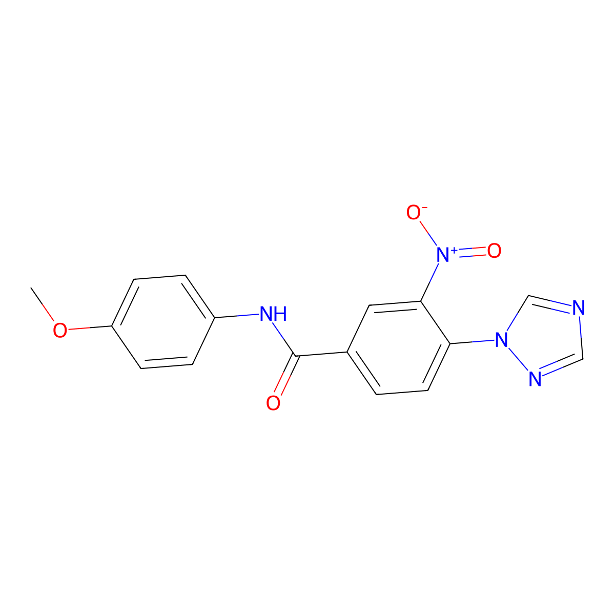 N-(4-methoxyphenyl)-3-nitro-4-(1H-1,2,4-triazol-1-yl)benzamide molecular structure, CAS 338408-04-1