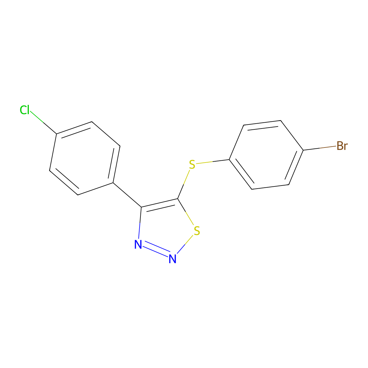 4-Bromophenyl 4-(4-chlorophenyl)-1,2,3-thiadiazol-5-yl sulfide molecular structure, CAS 338408-05-2
