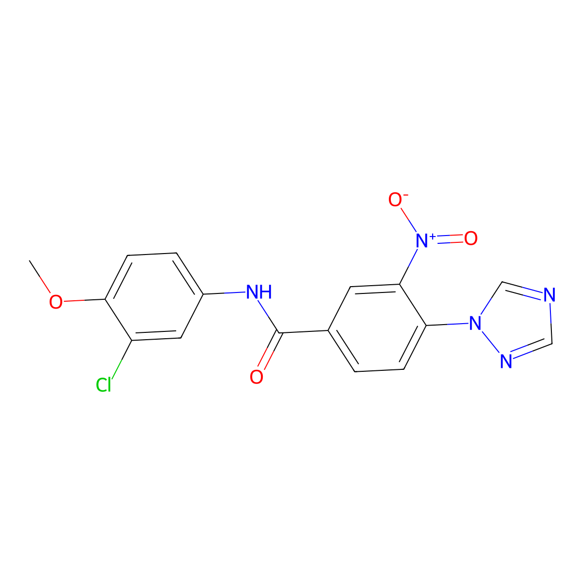 N-(3-chloro-4-methoxyphenyl)-3-nitro-4-(1H-1,2,4-triazol-1-yl)benzenecarboxamide molecular structure, CAS 338408-06-3