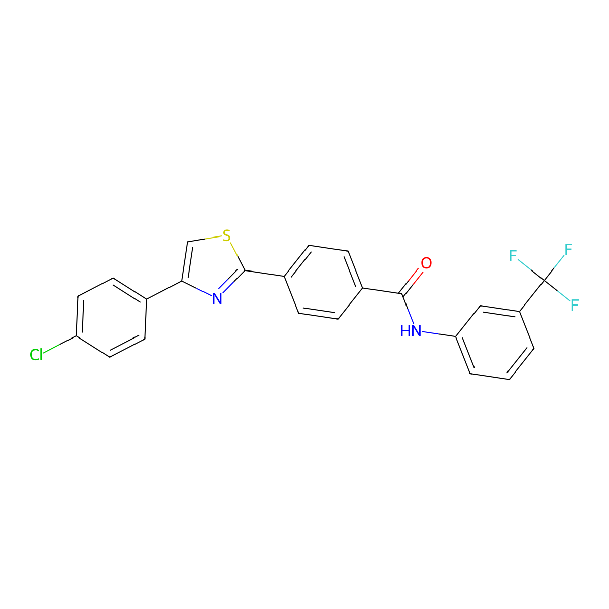 4-[4-(4-chlorophenyl)-1,3-thiazol-2-yl]-N-[3-(trifluoromethyl)phenyl]benzamide molecular structure, CAS 338408-10-9