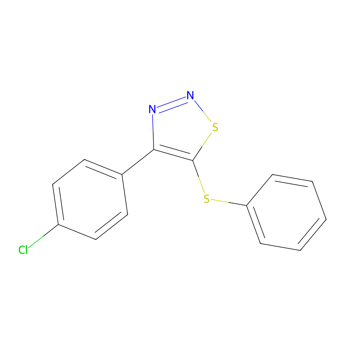 4-(4-Chlorophenyl)-5-(phenylsulfanyl)-1,2,3-thiadiazole molecular structure, CAS 338408-15-4