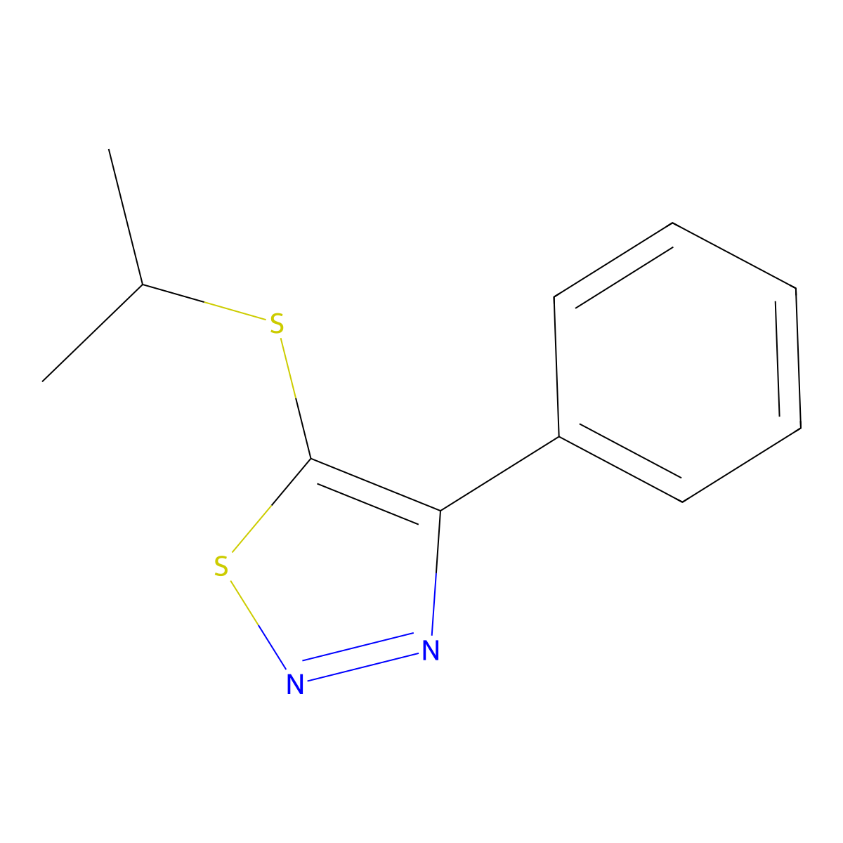 5-(Isopropylsulfanyl)-4-phenyl-1,2,3-thiadiazole molecular structure, CAS 338408-21-2