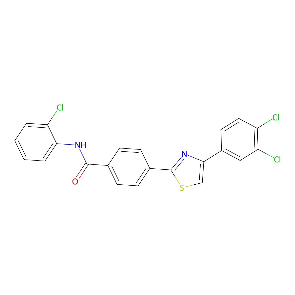 N-(2-chlorophenyl)-4-[4-(3,4-dichlorophenyl)-1,3-thiazol-2-yl]benzamide molecular structure, CAS 338408-22-3