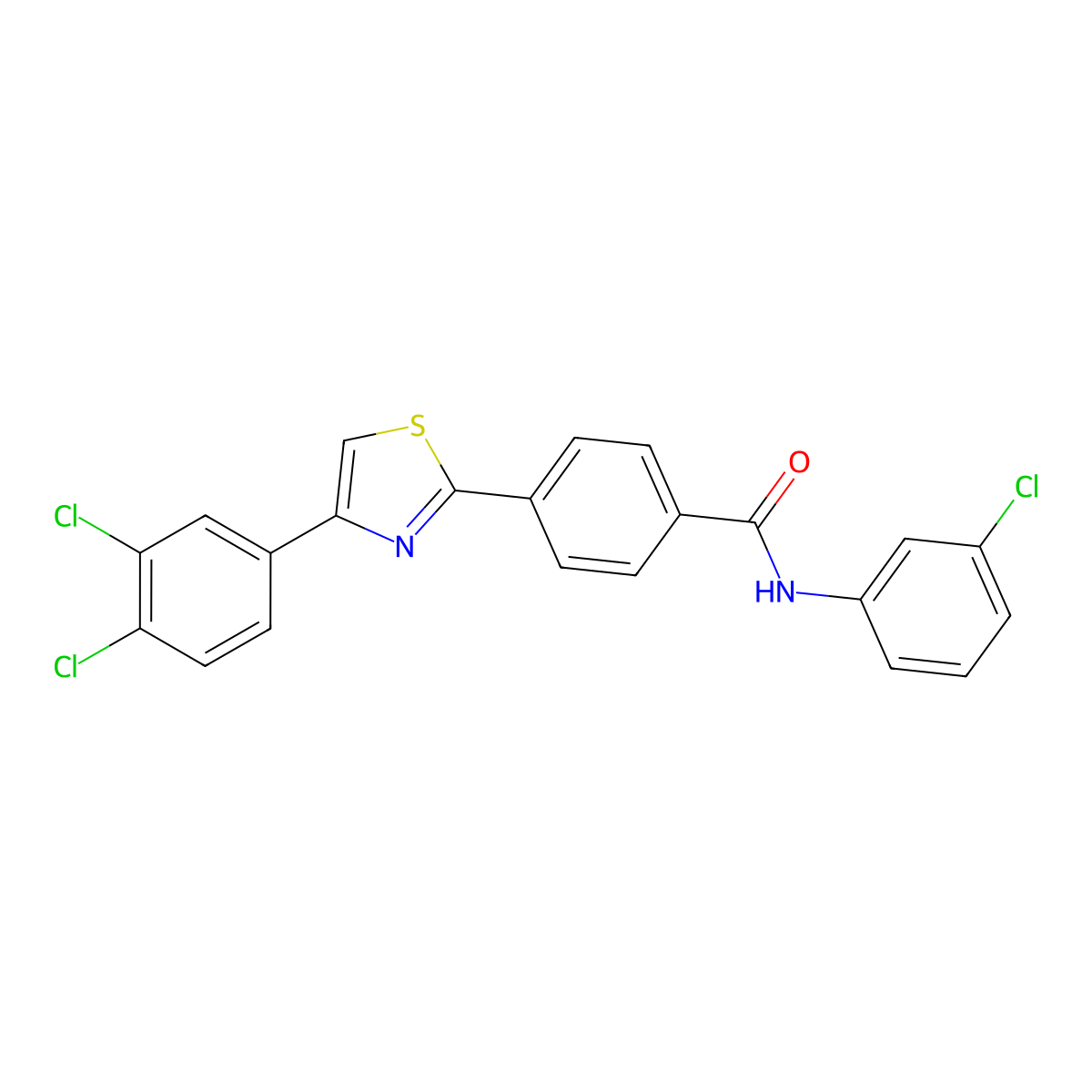 N-(3-chlorophenyl)-4-[4-(3,4-dichlorophenyl)-1,3-thiazol-2-yl]benzamide molecular structure, CAS 338408-24-5