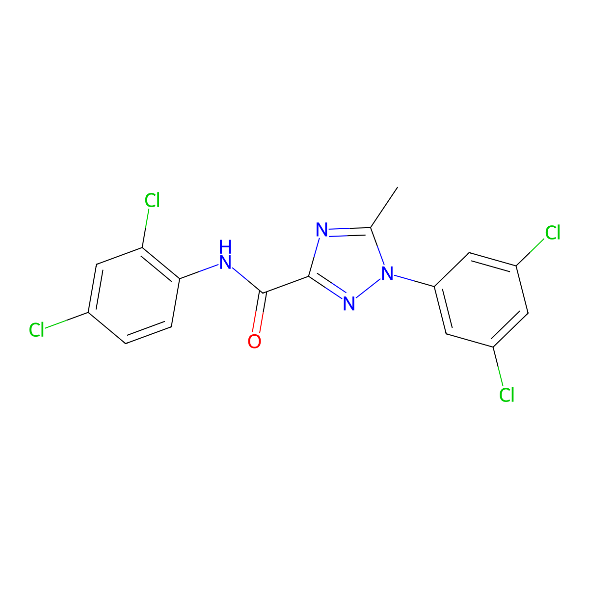 N-(2,4-dichlorophenyl)-1-(3,5-dichlorophenyl)-5-methyl-1H-1,2,4-triazole-3-carboxamide molecular structure, CAS 338408-25-6