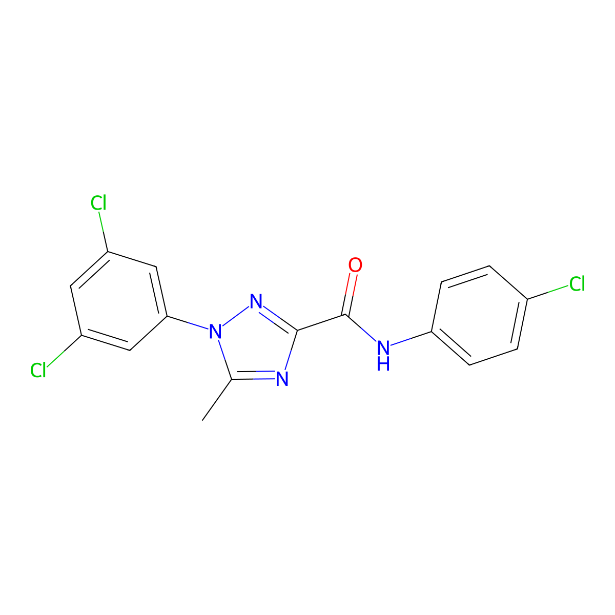 N-(4-chlorophenyl)-1-(3,5-dichlorophenyl)-5-methyl-1H-1,2,4-triazole-3-carboxamide molecular structure, CAS 338408-27-8