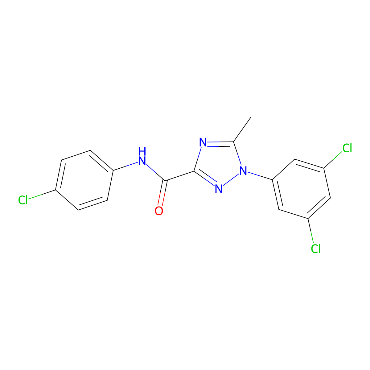 N-(4-chlorophenyl)-1-(3,5-dichlorophenyl)-5-methyl-1H-1,2,4-triazole-3-carboxamide molecular structure, CAS 338408-27-8