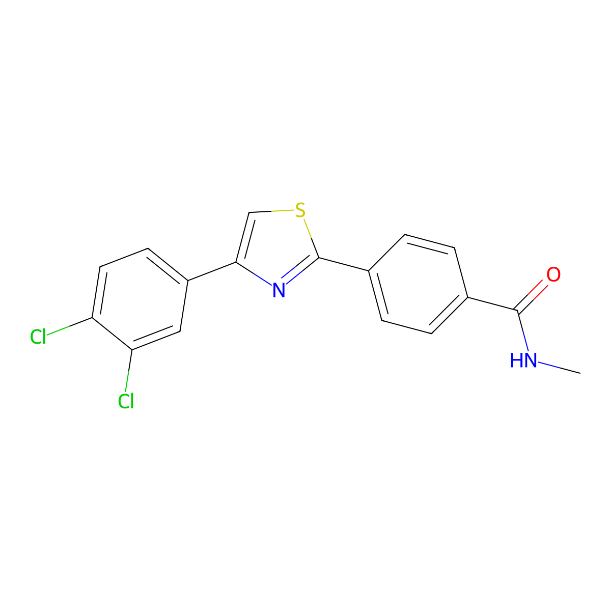 4-[4-(3,4-dichlorophenyl)-1,3-thiazol-2-yl]-N-methylbenzamide molecular structure, CAS 338408-28-9