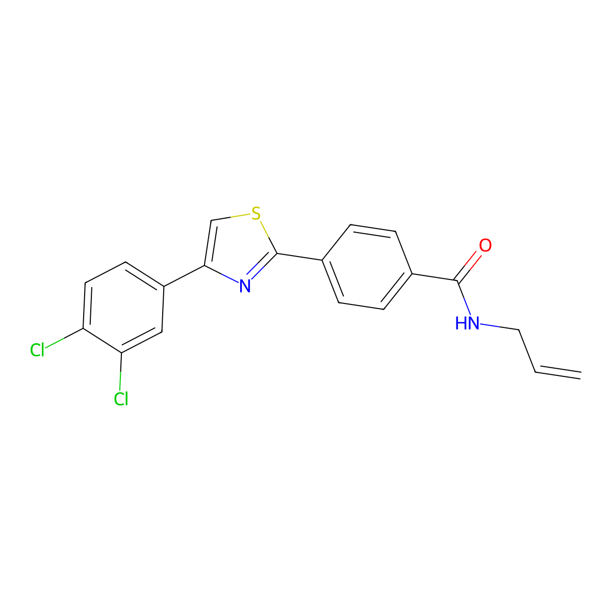 N-allyl-4-[4-(3,4-dichlorophenyl)-1,3-thiazol-2-yl]benzenecarboxamide molecular structure, CAS 338408-30-3