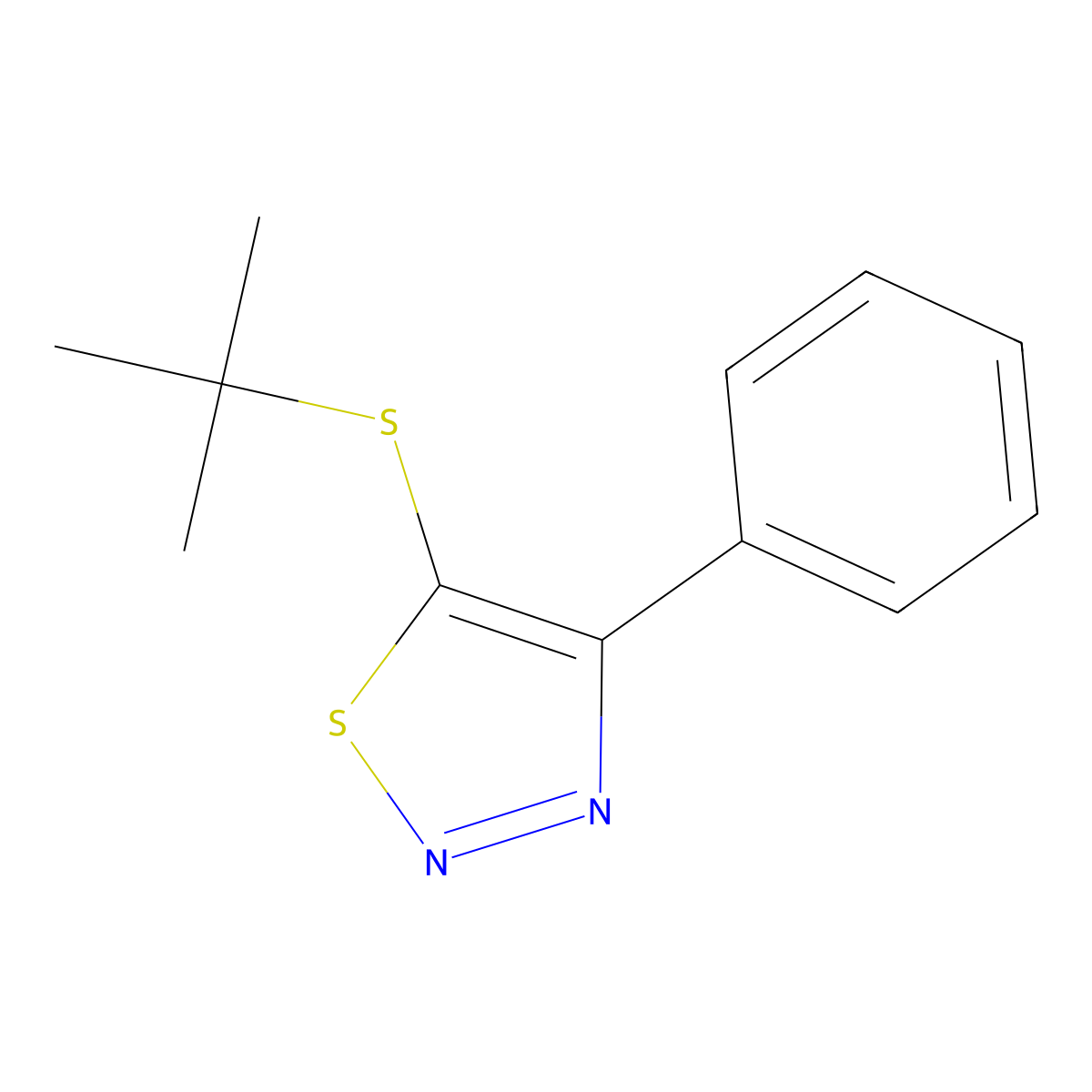 5-(Tert-butylsulfanyl)-4-phenyl-1,2,3-thiadiazole molecular structure, CAS 338408-33-6