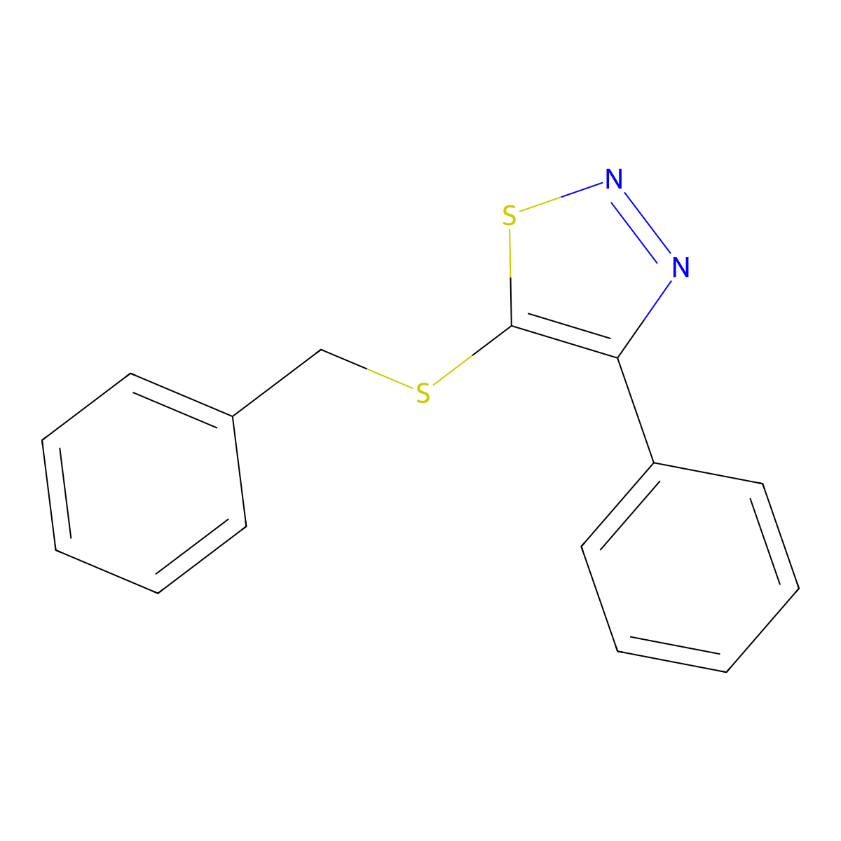 Benzyl 4-phenyl-1,2,3-thiadiazol-5-yl sulfide molecular structure, CAS 338408-35-8