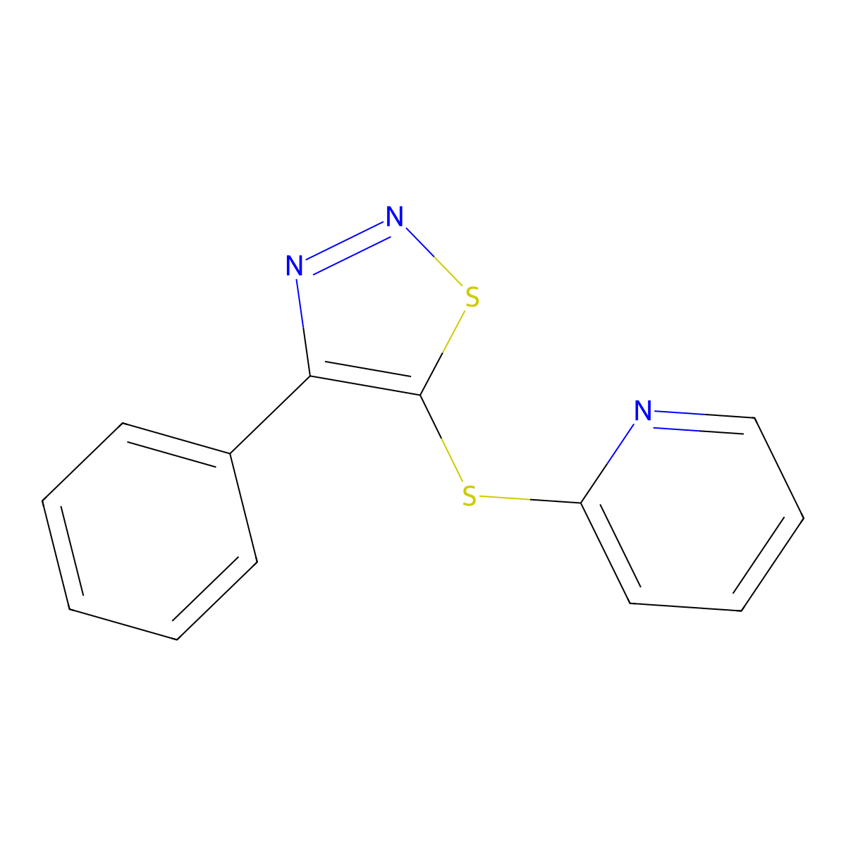 2-[(4-Phenyl-1,2,3-thiadiazol-5-yl)sulfanyl]pyridine molecular structure, CAS 338408-37-0