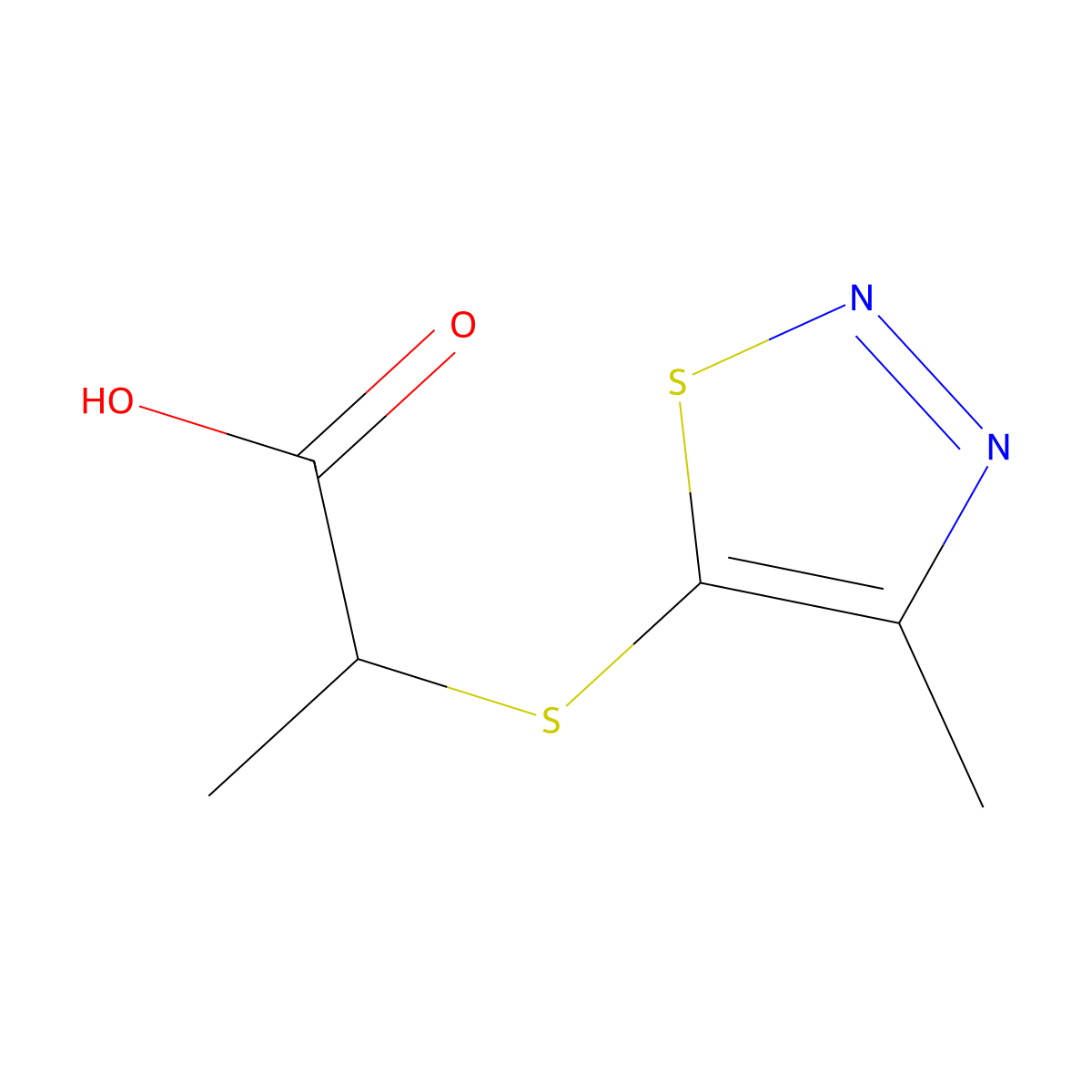 2-[(4-Methyl-1,2,3-thiadiazol-5-yl)sulfanyl]propanoic acid molecular structure, CAS 338408-48-3