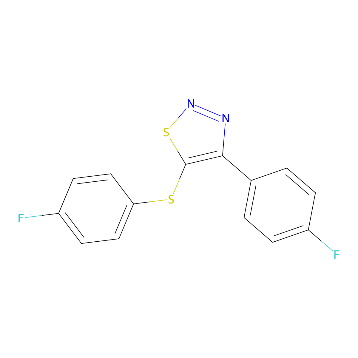 4-(4-Fluorophenyl)-5-[(4-fluorophenyl)sulfanyl]-1,2,3-thiadiazole molecular structure, CAS 338408-51-8