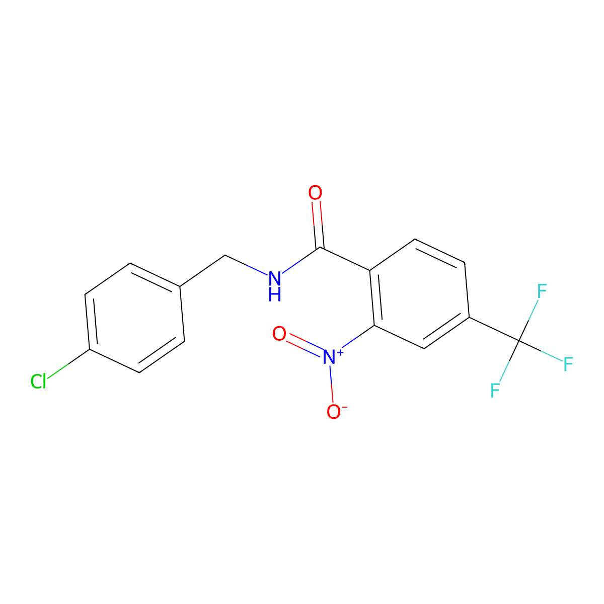 N-(4-chlorobenzyl)-2-nitro-4-(trifluoromethyl)benzenecarboxamide molecular structure, CAS 338408-52-9