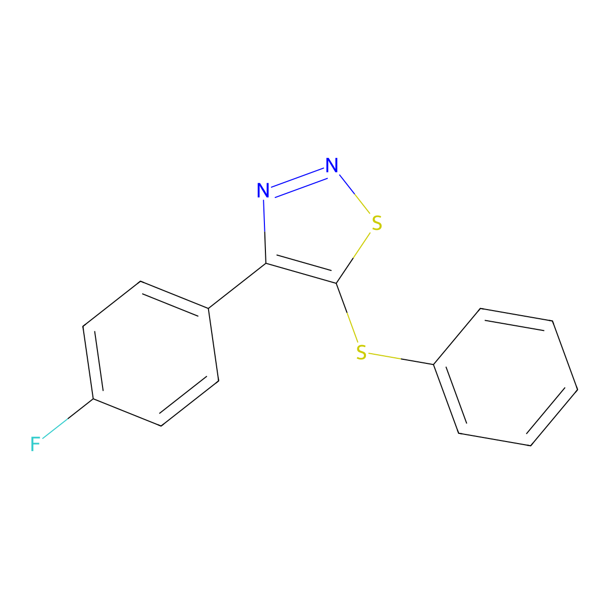 4-(4-Fluorophenyl)-5-(phenylsulfanyl)-1,2,3-thiadiazole molecular structure, CAS 338408-53-0
