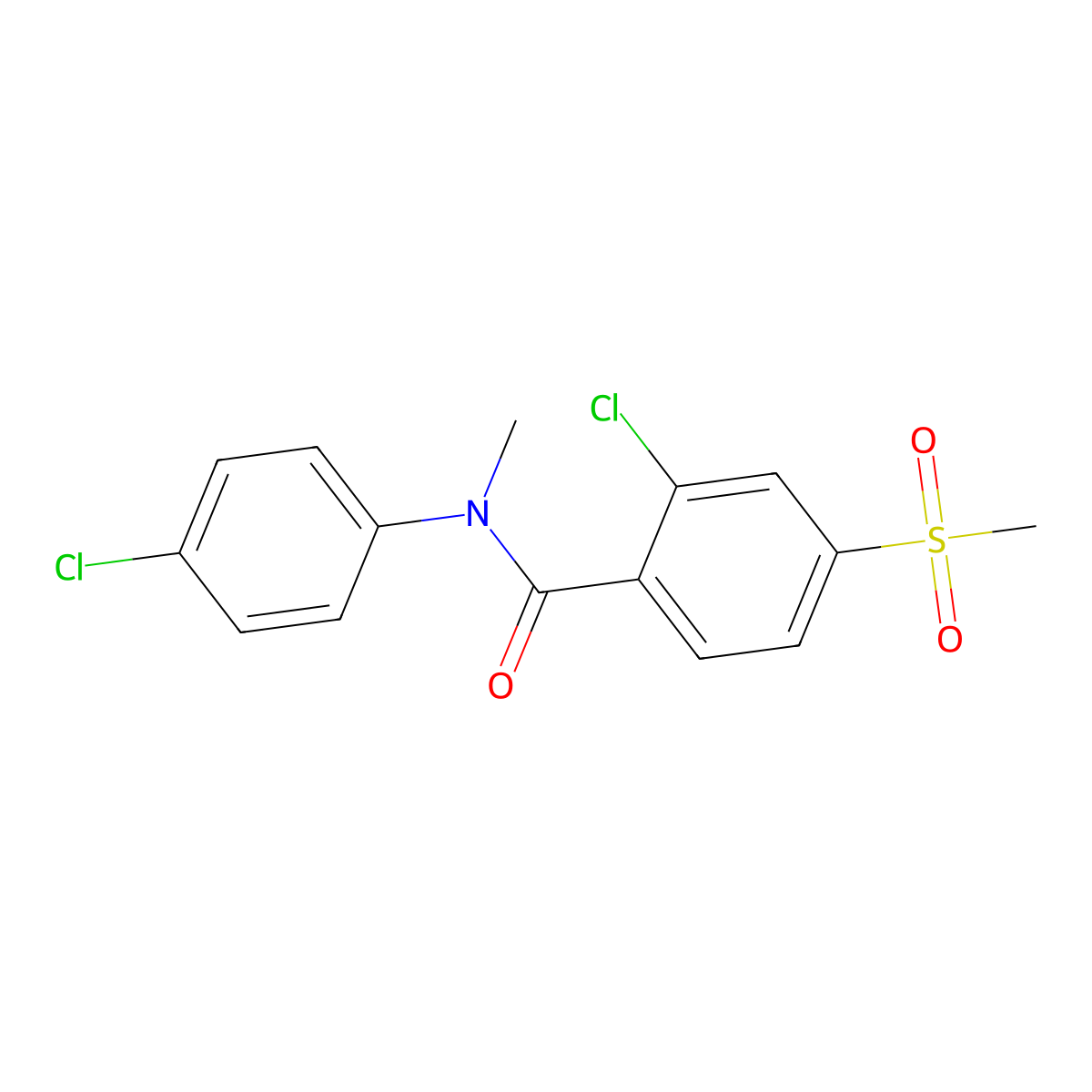 2-chloro-N-(4-chlorophenyl)-N-methyl-4-(methylsulfonyl)benzenecarboxamide molecular structure, CAS 338408-54-1