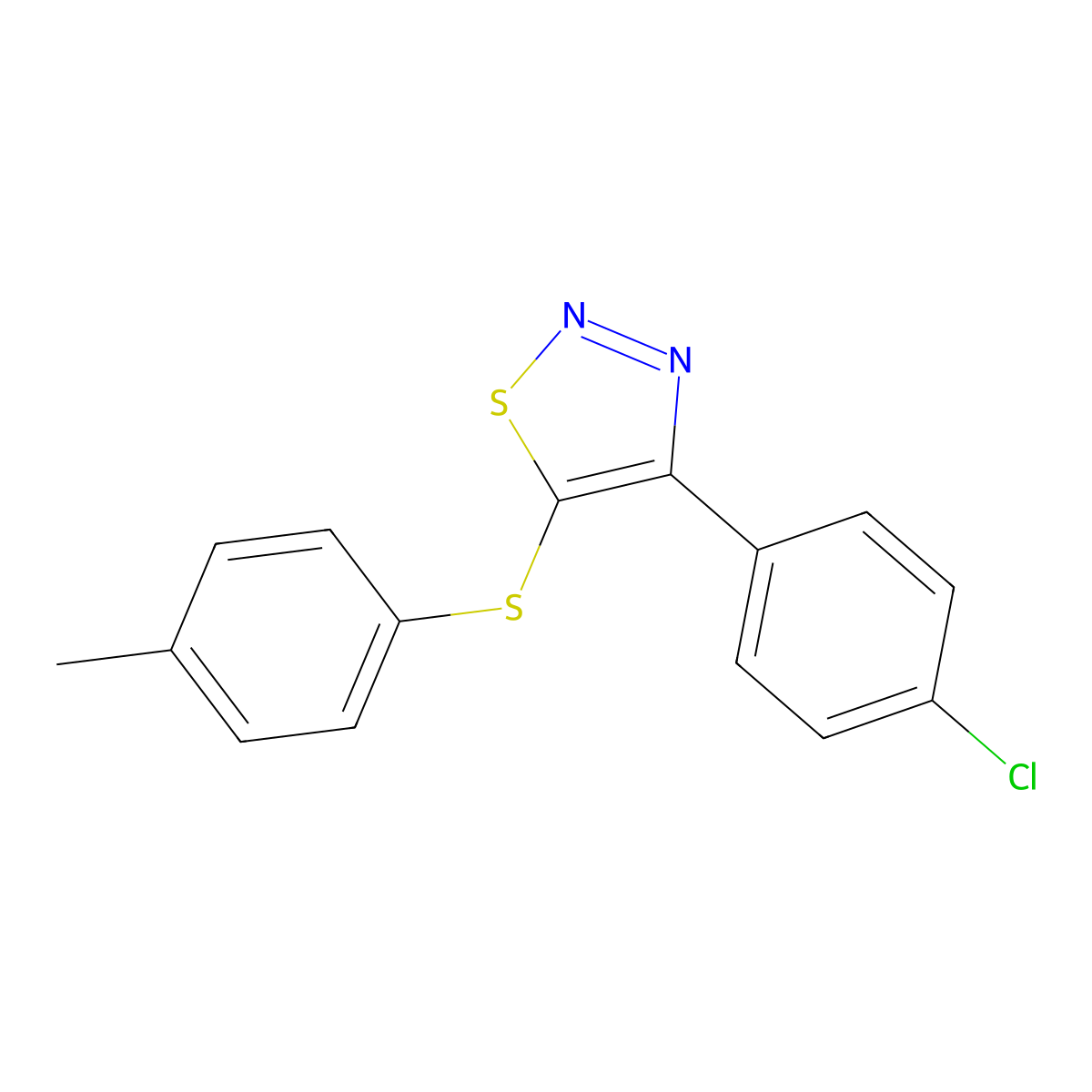 4-(4-Chlorophenyl)-5-[(4-methylphenyl)sulfanyl]-1,2,3-thiadiazole molecular structure, CAS 338408-55-2